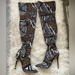 Animal Print Over-the-Knee Boots